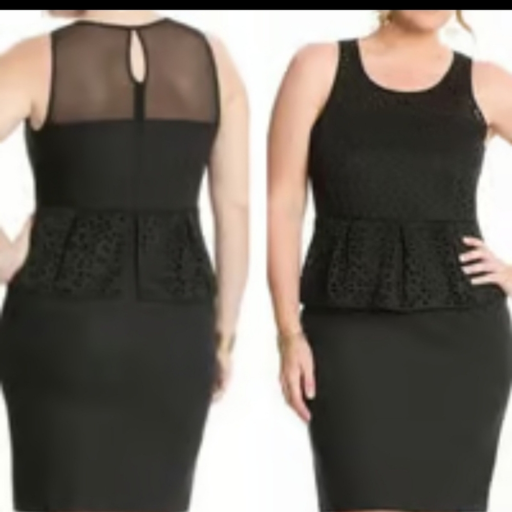 Lane Bryant Women's Black Cutout Dress Peplum Size 18